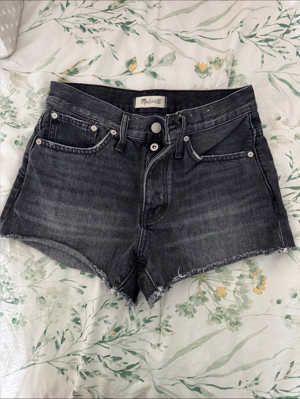 Madewell Black Washed relaxed Denim Shorts